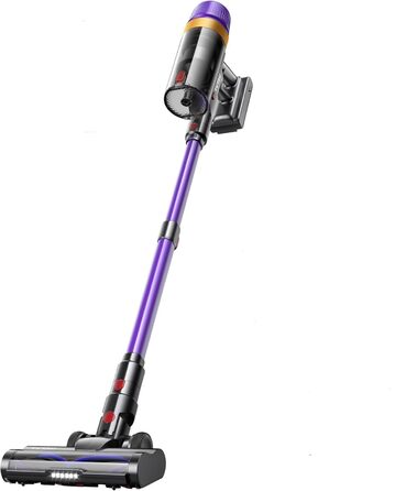 Акумуляторний пилосос бездротовий для шерсті тварин 1.8л з дисплеєм, 55000Па/620Вт/75хв, стійкий, з анти-заплутуючою щіткою та настінною зарядкою, для килимів/твердих підлог/авто (фіолетовий+золотий)