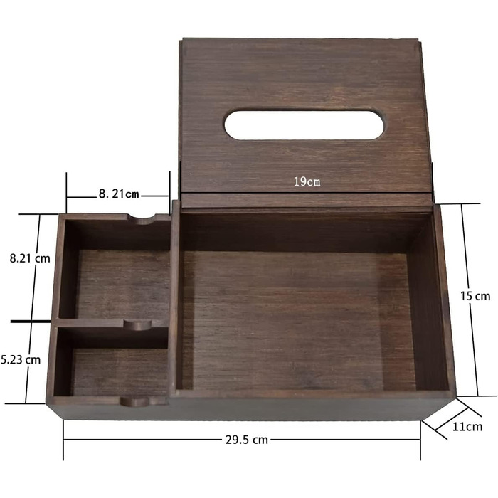 Коробка для косметичних серветок APRTAT з бамбука, HBT 15x30x11 смКоробка для серветок з розсувним дном, коробка для серветок для носових хусток, натуральна (коричнева)