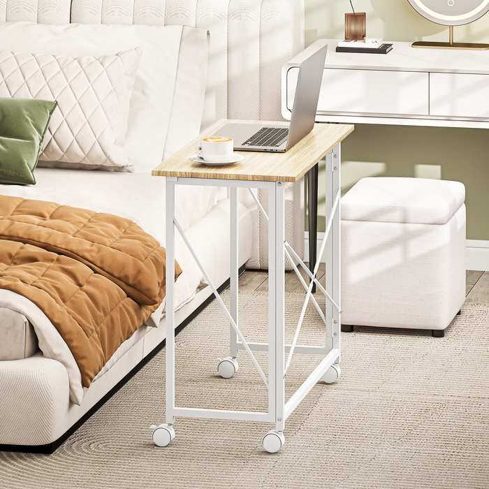 Складаний стіл на колесах, економія простору, сталь, МДФ, натуральний дизайн