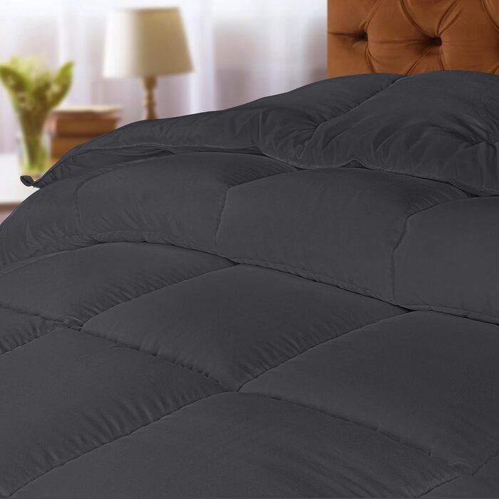 Ковдра Utopia Bedding для цілорічного використання, 370 GSM, дихаюча, стеганий, супер м'яка (білий) 180 x 200 см, сірий