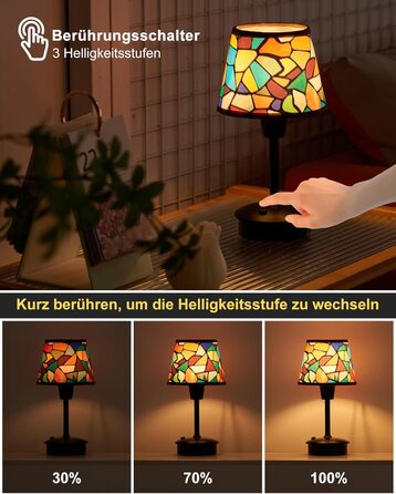 2 шт. Бездротові настільні лампи для обіднього столу з акумулятором 5200mAh, сенсорне регулювання яскравості, портативні лампи для ресторану, вітальні, спальні, бару, їдальні, нічники (багатобарвні, 2 шт.)