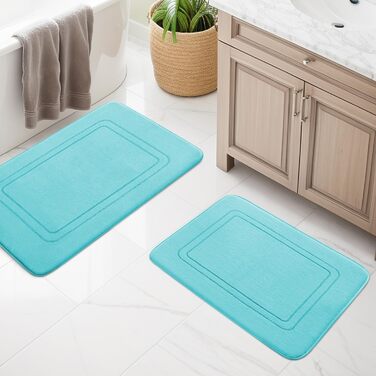 Килимок для ванної кімнати Chakme, антиковзаючий, 50x80 см, блакитно-зелений