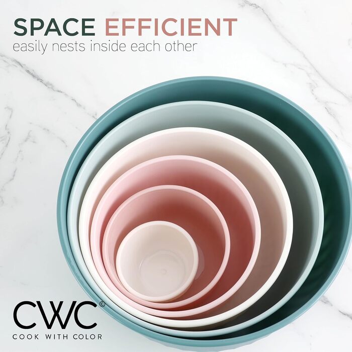 Набір мисок COOK WITH COLOR 12 шт. з кришкою, блакитно-зелений, глибокі, з можливістю складання, пластик