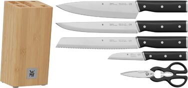 Набір ножів WMF Sequence з підставкою, 6 предметів, Німеччина, з бамбуковою підставкою