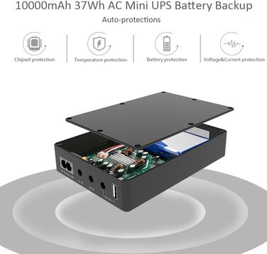 ДБЖ Shanqiu Mini UPS для маршрутизатора, модему, камери з USB/DC 5В 9В 12В 2А (37Втгод)