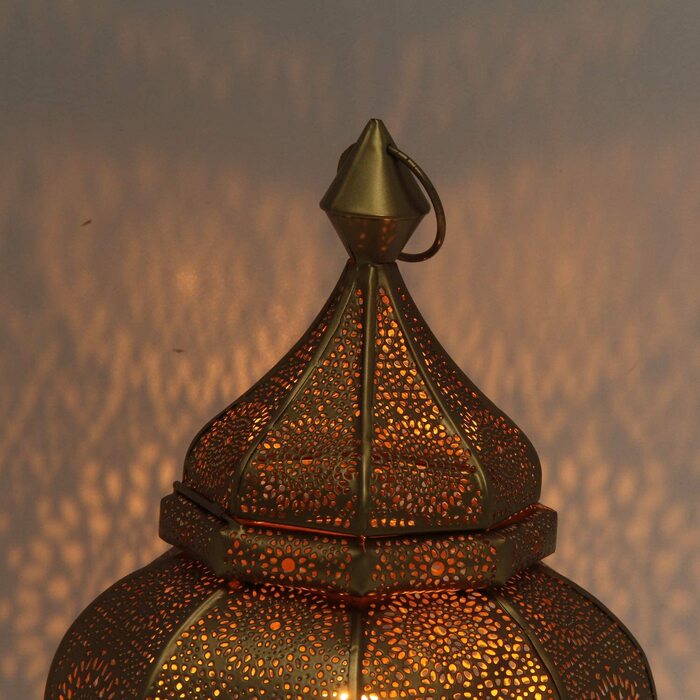 Металевий ліхтар Casa Moro в східному стилі 18х30 см золотистий