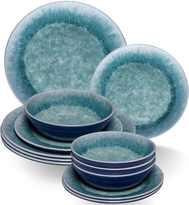 Набір посуду з меламіну Adria Blue (12 частин) - посуд для кемпінгу, дому та відпочинку