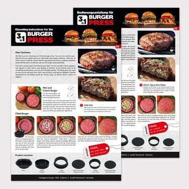 Прес для бургерів 3 в 1 60 паперів для випічки - DIY прес для котлет для бургерів - Ідеальний розбивач котлет для гамбургерів - Чорний прес для котлет для кухні та гриля