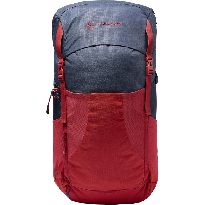 Туристичний рюкзак VAUDE Brenta 30 літрів, водовідштовхувальний рюкзак для жінок та чоловіків, зручний трекінговий рюкзак з інтегрованим чохлом від дощу, практичне розташування відділень (один розмір, Carmine/Eclipse)