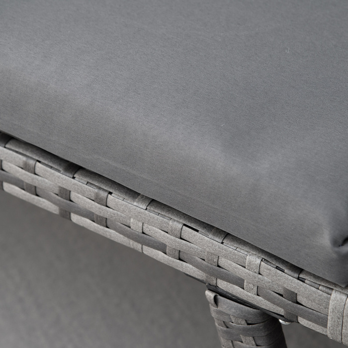 Розкішний садова софа з ротангу (поліротанг) на 2 особи. Ідеальне рішення для вашого саду або тераси! Зручна садова софа, диван для відпочинку, садова лавка або розкладне ліжко з підлокітниками. Міцна сталева конструкція. Колір: сірий. Розміри: 129 x 63 x