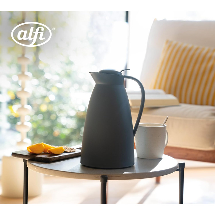 Термос Alfi ECO 1.0л, темно-сірий, з термоізоляційним скляним вкладишем, з кришкою-поворотом та зручною кнопкою, для однієї руки, ідеальний для кави та чаю, без BPA