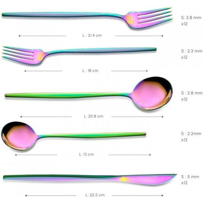 Набір столових приборів Karaca Orion (60 предметів) для 12 осіб - нержавіюча сталь, ножі, виделки, ложки, блискучі ножі та виделки, кухонний набір (Райдуга)