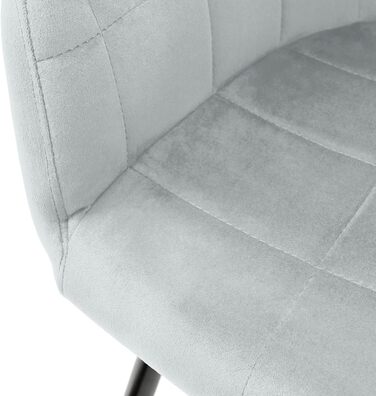 6 стільців для їдальні ECD Germany сірого кольору з підлокітниками та спинкою, м'яке крісло з велюровим покриттям, металеві ніжки, ергономічні стільці для кухні та вітальні