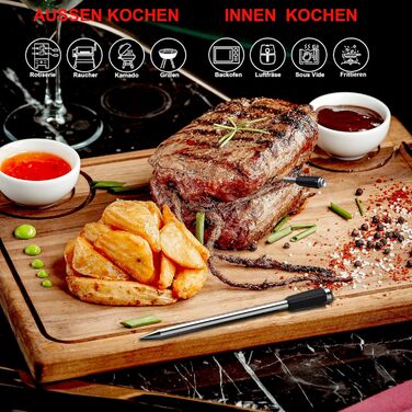 Бездротовий термометр для м'яса з Bluetooth, 150м - розумний термометр для гриля, BBQ, мангалу, духовки, кухні