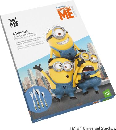 Набір дитячого столового прибору Minions WMF Cromargan, 4 шт., нержавіюча сталь, від 3 років, без гравіювання, придатний для миття в посудомийній машині
