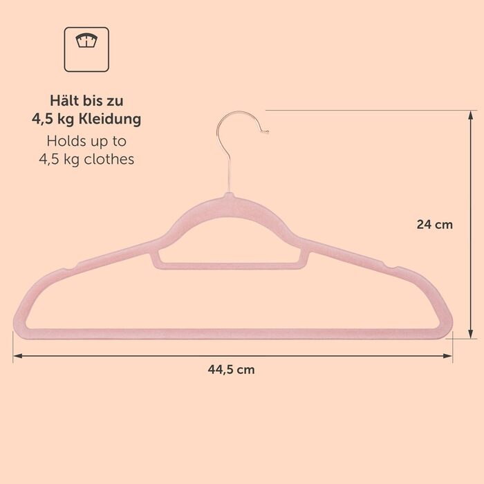 Набір вішалок для одягу Blumtal 50 шт. - обертаються на 360°, міцні, економія місця, не ковзають. Рожеві оксамитові вішалки з покриттям, 50 шт. Rosegold / Рожевий
