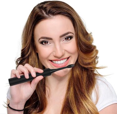 Електрична зубна щітка Lächen RM-H9, набір з 2 шт. (біла та чорна) + 10 насадок, 5 режимів, з кейсами для подорожей