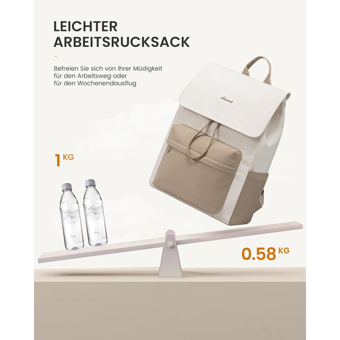 LOVEVOOK Рюкзак для жінок, 15.6 дюймів, рюкзак для школи, водонепроникний, для підлітків, легкий, з відділенням для ноутбука, для подорожей, універсітету, роботи, 15.6 дюймів, бежевий+хакі