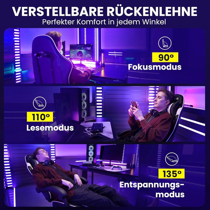 Ігровий крісло-крісло Gamer Sessel - ергономічне ігрове крісло з підтримкою попереку, регульоване по висоті, з м'якою оббивкою, ігровий стілець, 150 кг, велике (маленьке)