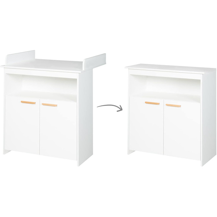 Комплект для дитячої кімнати Roba 'Антон' білий: пеленальний столик з 2 дверцятами, 1 поличкою, висота 90 см, пеленальний вкладиш