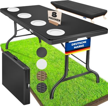 Стол KESSER® для пікніка, кемпінгу та саду, розкладний, 183x76 см, на 6 осіб, з чохлом та ручкою, антрацит