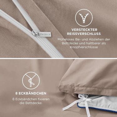 BEDSURE Комплект постільної білизни 135x200, бавовна, 4-х частинний. Комплект постільної білизни з простирадлом та двома наволочками 80x80 см, Oeko-TEX, колір шалфей з застібкою на блискавку (155 x 220 см, хакі)