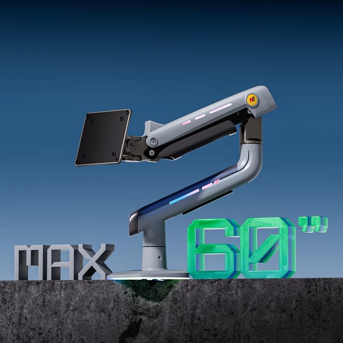 Кріплення для монітора NB Ergonomic для широких моніторів до 60 дюймів, RGB, навантаження до 20 кг, VESA 75/100 (Lake Blue)