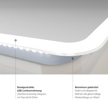 Дзеркало для ванної кімнати Talos Moon з підсвічуванням 120x70 см, вологостійке (Aluminium)