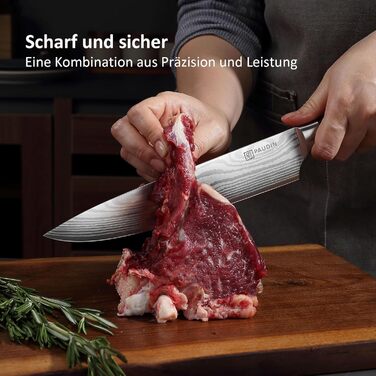 PAUDIN Profi Кухонний ніж 23см з нержавіючої сталі, ергономічна ручка, для професіоналів та любителів, ідеальний подарунок для кулінарів