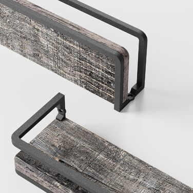 Полиця настінна дерев'яно-металева Wandregal 2 шт 42 см, плаваючі полиці для ванної, спальні, вітальні, кухні, офісу, пральні (чорний)