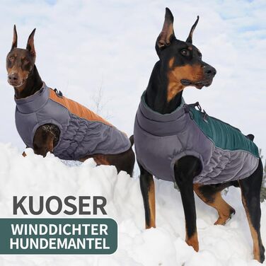 Зимова куртка для собак Kuoser, тепла куртка для собак середнього розміру, водонепроникна, флісова зимова куртка для собак, зелена, M