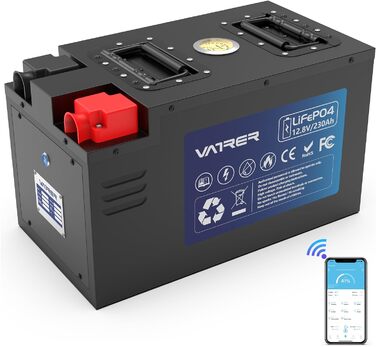 Акумулятор VATRER POWER 12V 230Ah LiFePO4, 200A BMS, 5000 циклів, 2944 Втгод, для автофургону, автономної мережі, сонячної системи