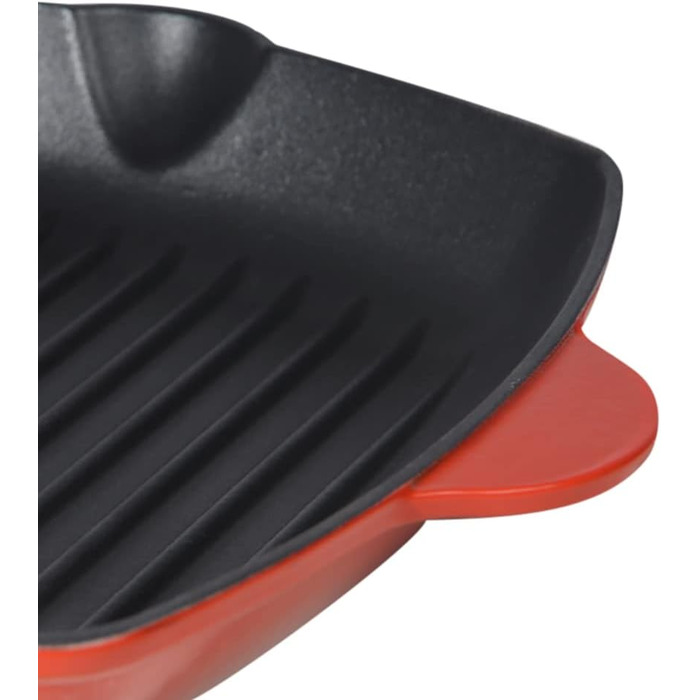 Чавунна квадратна сковорода-гриль-індукційна-26 см-емальована-чавунна сковорода-Червона