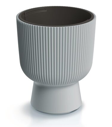 Кашпо для квітів DBMIG сірого кольору з циліндричним дизайном, рифлена поверхня, діаметр 29,8 см (внутрішній діаметр 23,9 см), для дому та саду