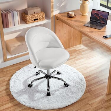 Крісло Yaheetech для дому та офісу: крісло для туалетного столика, обертове, з регулюванням висоти, на роликах, біле, до 136 кг