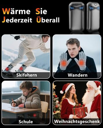 Електричні грілки для рук DDKJ, 2 шт., 7000mAh, магнітні, з 3 рівнями нагріву до 55°C, для дітей, чоловіків та жінок (чорні)