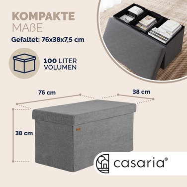 Складаний табурет з м'яким сидінням, антрацитовий колір, 76x38x8 см, МДФ