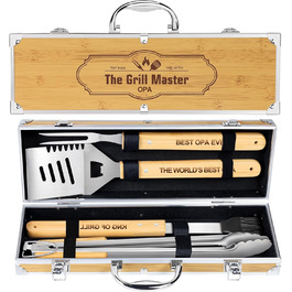 Набір барбекю 4 шт. з нержавіючої сталі: інструменти для гриля, аксесуари для барбекю, подарунок для чоловіків, набір у кейсі для дачі та кемпінгу