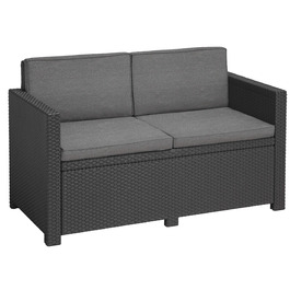 Диван садовий Allibert Victoria 2-місний, ротанг, сірий, з подушками, 129x63x77 см