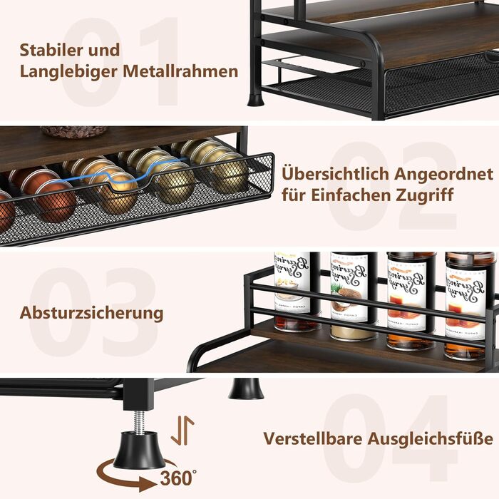 Трирівнева підставка для капсул Nespresso Vertuo з шухлядою, 40 капсул, органайзер для кави на кухню