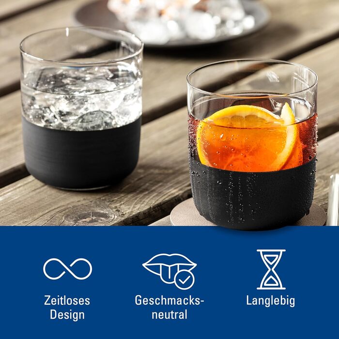 Набір келихів Villeroy & Boch Manufacture Rock (4 шт, 300 мл) - келих для лонгдрінку, коктейльних напоїв, кришталеве скло, ручна розпис, з матовим дном