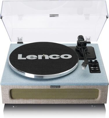 Програвач вінілу Lenco LS-430 Bluetooth, з інтегрованими динаміками 40 Вт, ремінний привід, Pitch Control, фонокоректором, RCA та AUX-входом, синій