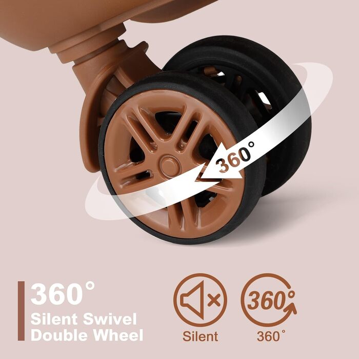 KONO Чемодан ручної поклажі на коліщатках, розширюваний, 55x39x20 см, з жорстким корпусом, 37 л, з TSA-замком, колір бежево-коричневий, розмір L (65 см)