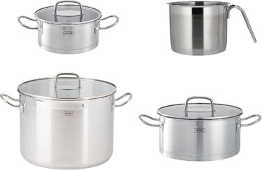 Каструля KHG 14 см з нержавіючої сталі, індукційне дно, 1.5 л, без покриття, для всіх плит (комплект)