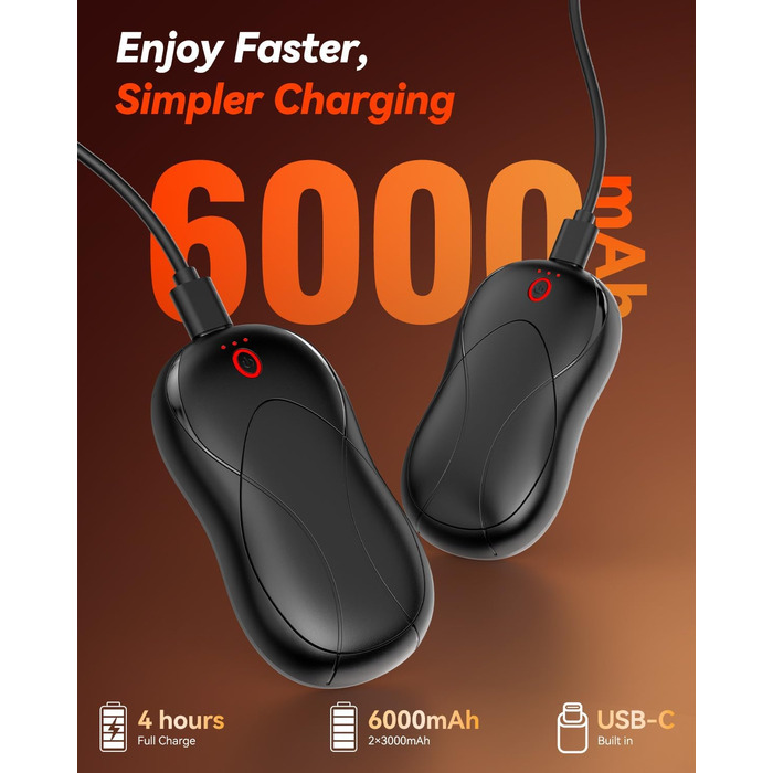 Електричні грілки для рук PHEJIE, 2 шт. з підзарядкою, 3 режими нагріву, портативні, для активного відпочинку, кемпінгу, гольфу, подарунок для жінок та чоловіків (чорний)