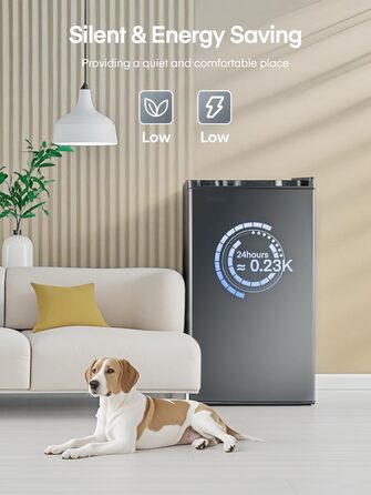 Компактний холодильник FOHERE на 90л з морозильною камерою, відділенням для овочів та 7 рівнями регулювання температури, чорний