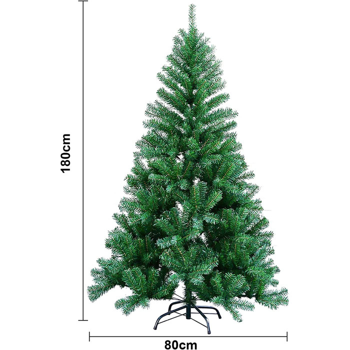 Різдвяна ялинка штучна 180 см, Різдвяна ялинка з 650 наконечниками, вогнестійка ПВХ ялинка, Різдвяна штучна ялинка