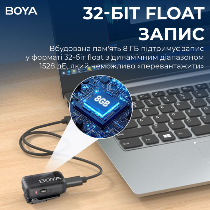 Бездротовий мікрофон BOYA MIC 2-02 Type-C/TRS Black