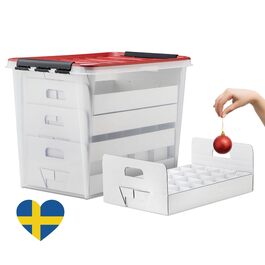 Коробка для зберігання новорічних кулі та прикрас з кришкою | Безпечне та стильне зберігання для Різдва | 61 літр | Без BPA | Набір 1 шт.