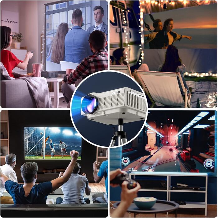 Beamer YEZMEK 5G WiFi Bluetooth: Міні проєктор LED 1080P Full HD з підтримкою 4K, Wi-Fi, Bluetooth, HDMI, USB, TF для дому та кінотеатру